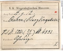 Etiketten zu Quarz (Bergkristall) (NHMW-MIN-Ag12)